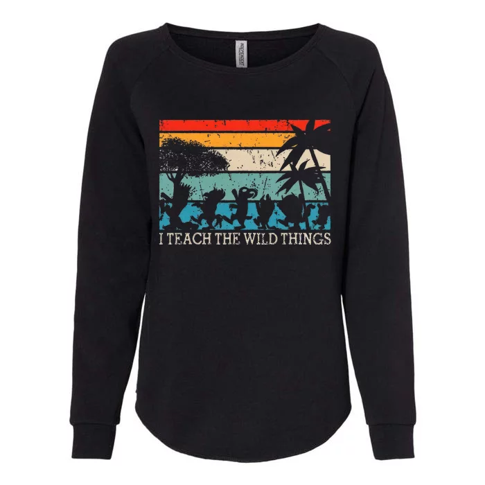 I Teach The Wild Things Vintage Retro Teacherlife Womens California Wash Sweatshirt