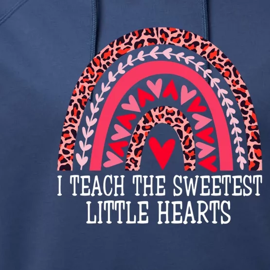 I Teach The Sweetest Hearts Teacher Rainbow Valentines Day Funny Gift Performance Fleece Hoodie