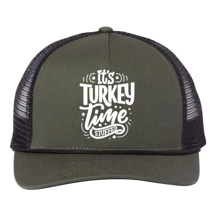 It's Turkey Time Stuffed Thanksgiving Retro Rope Trucker Hat Cap