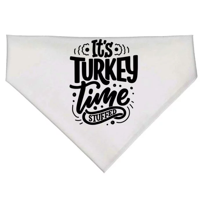 It's Turkey Time Stuffed Thanksgiving USA-Made Doggie Bandana