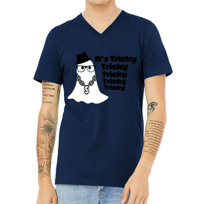 Its Tricky Tricky Tricky Ghost Boo Its Tricky Halloween V-Neck T-Shirt