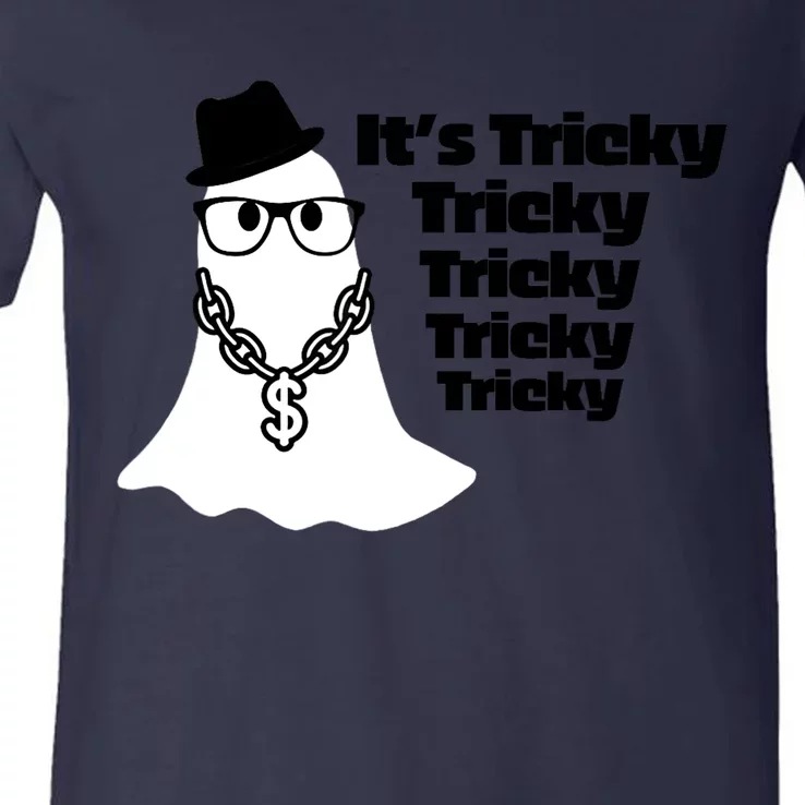 Its Tricky Tricky Tricky Ghost Boo Its Tricky Halloween V-Neck T-Shirt