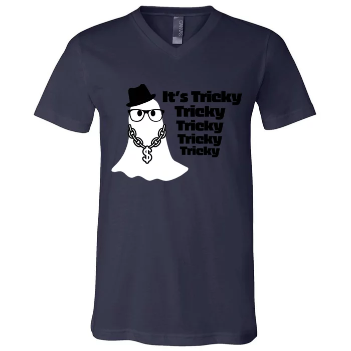 Its Tricky Tricky Tricky Ghost Boo Its Tricky Halloween V-Neck T-Shirt