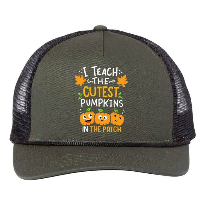 I Teach The Cutest Pumpkins In The Patch Teacher Halloween Retro Rope Trucker Hat Cap