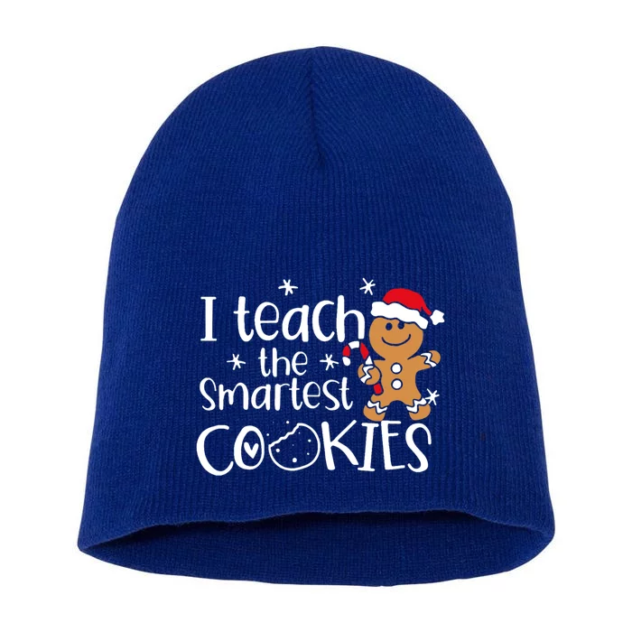 I Teach The Smartest Cookies Christmas Gingerbread Santa Hat Cute Gift Short Acrylic Beanie