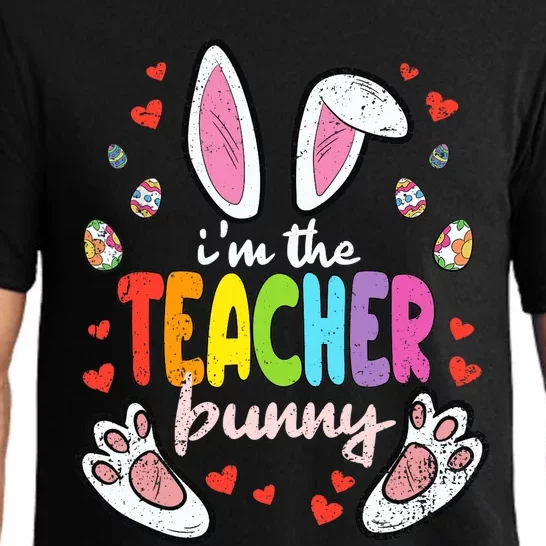 Im The Teacher Bunny Easter Egg Hunting T-Rex Spring Pajama Set