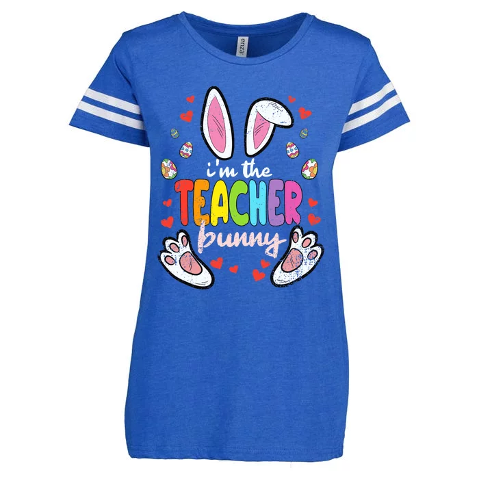 Im The Teacher Bunny Easter Egg Hunting T-Rex Spring Enza Ladies Jersey Football T-Shirt