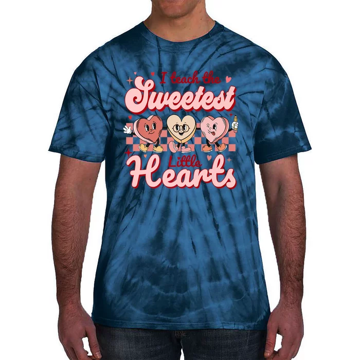 I Teach The Sweetest Hearts Retro Teacher Valentines Day Tie-Dye T-Shirt