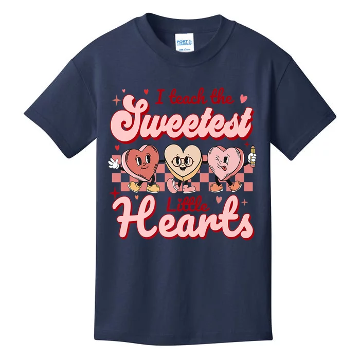 I Teach The Sweetest Hearts Retro Teacher Valentines Day Kids T-Shirt