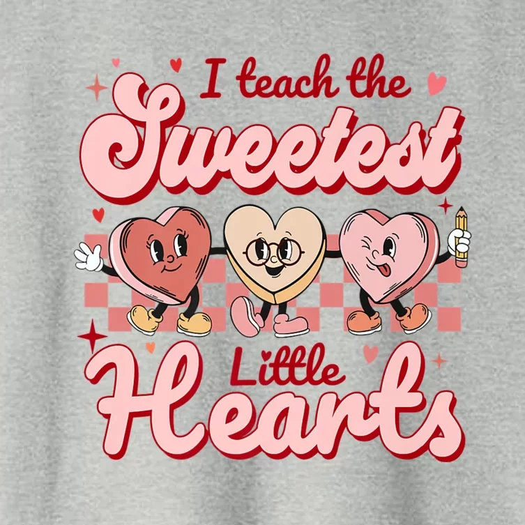 I Teach The Sweetest Hearts Retro Teacher Valentines Day Women's Crop Top Tee