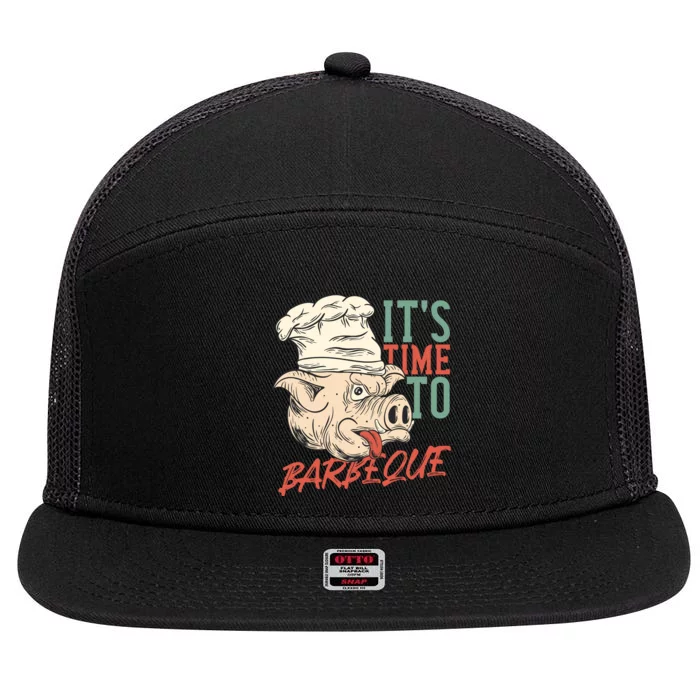 Its Time To Barbeque 7 Panel Mesh Trucker Snapback Hat