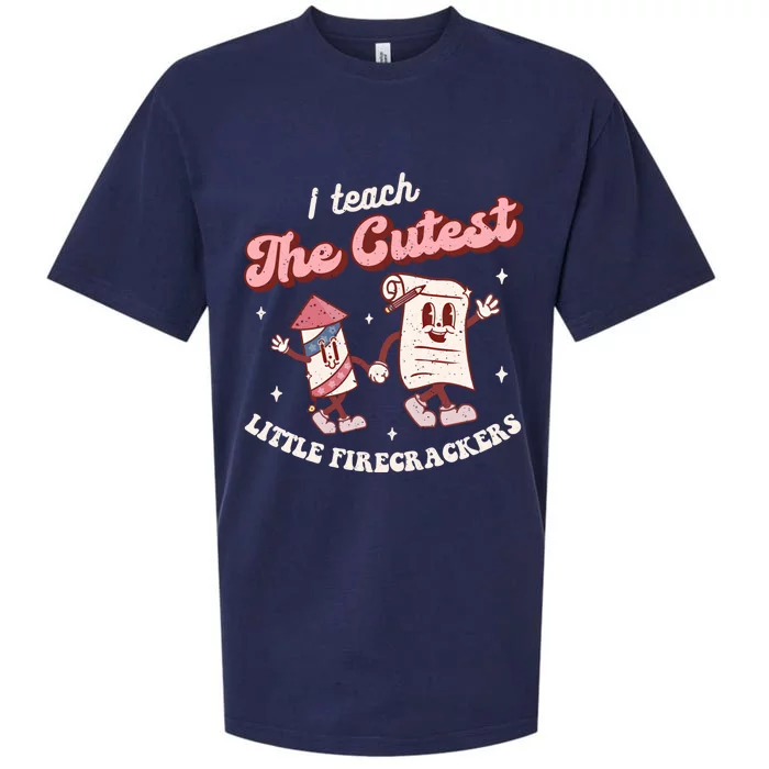 I Teach The Cutest Little Firecrackers 4th Of July Teacher Funny Gift Sueded Cloud Jersey T-Shirt