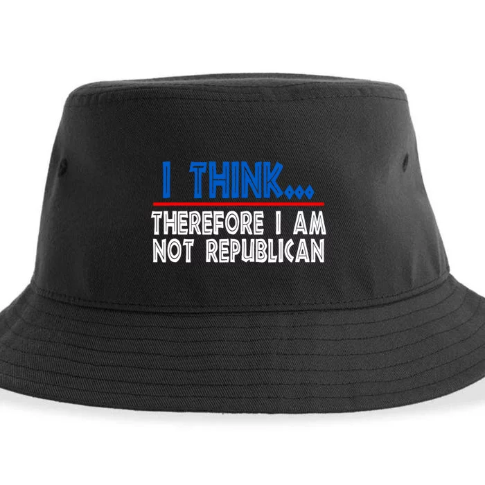 I Think Therefore I Am Not Republican Politics Quote Saying Sustainable Bucket Hat