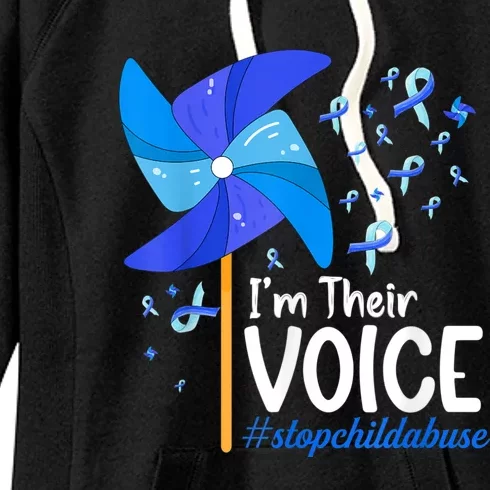 I'm Their Voice Pinwheel Child Abuse Prevention Awareness Women's Fleece Hoodie