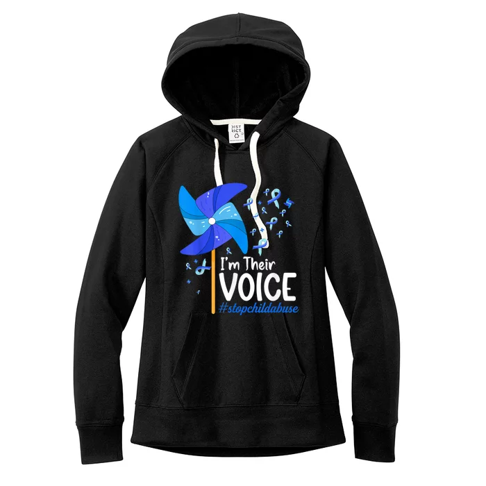 I'm Their Voice Pinwheel Child Abuse Prevention Awareness Women's Fleece Hoodie