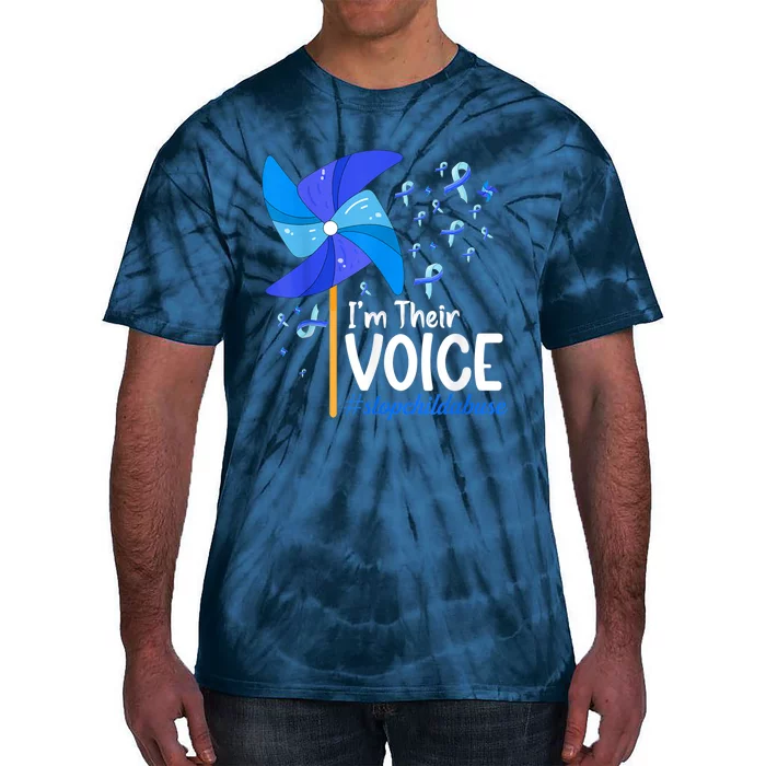 I'm Their Voice Pinwheel Child Abuse Prevention Awareness Tie-Dye T-Shirt