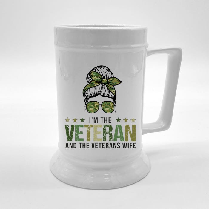 IM The Veteran And The VeteranS Wife 4th Of July Front & Back Beer Stein