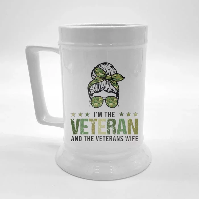 IM The Veteran And The VeteranS Wife 4th Of July Front & Back Beer Stein