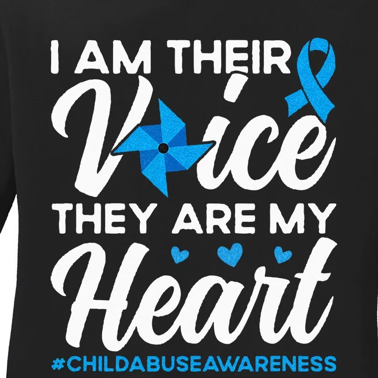 Im Their Voice Child Abuse Prevention Awareness Month Ladies Long Sleeve Shirt