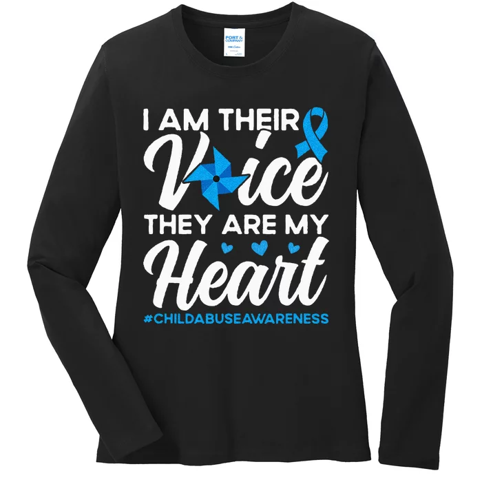 Im Their Voice Child Abuse Prevention Awareness Month Ladies Long Sleeve Shirt