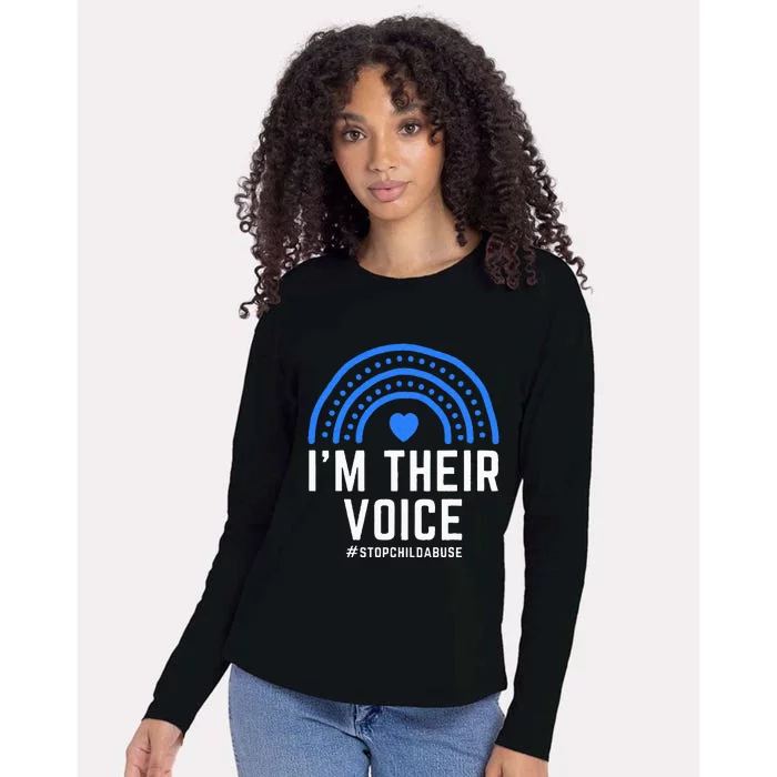 Im Their Voice Heart Child Abuse Awareness Month Prevention Womens Cotton Relaxed Long Sleeve T-Shirt