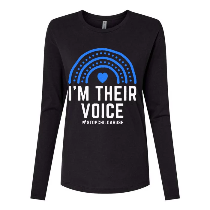 Im Their Voice Heart Child Abuse Awareness Month Prevention Womens Cotton Relaxed Long Sleeve T-Shirt