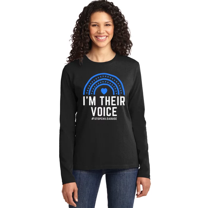 Im Their Voice Heart Child Abuse Awareness Month Prevention Ladies Long Sleeve Shirt