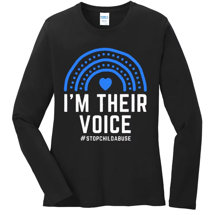 Im Their Voice Heart Child Abuse Awareness Month Prevention Ladies Long Sleeve Shirt