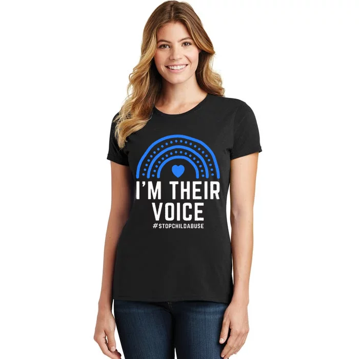 Im Their Voice Heart Child Abuse Awareness Month Prevention Women's T-Shirt