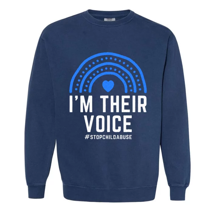 Im Their Voice Heart Child Abuse Awareness Month Prevention Garment-Dyed Sweatshirt