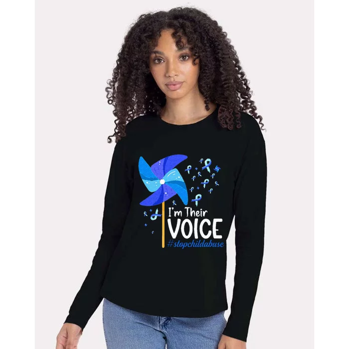 Im Their Voice Pinwheel Child Abuse Prevention Awareness Womens Cotton Relaxed Long Sleeve T-Shirt