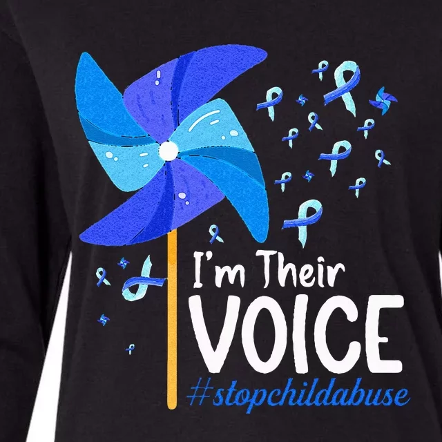 Im Their Voice Pinwheel Child Abuse Prevention Awareness Womens Cotton Relaxed Long Sleeve T-Shirt