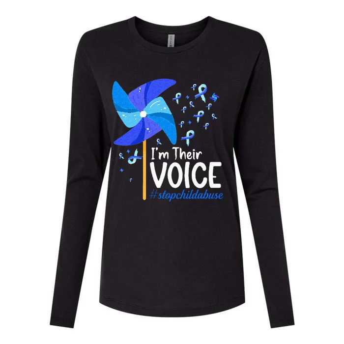 Im Their Voice Pinwheel Child Abuse Prevention Awareness Womens Cotton Relaxed Long Sleeve T-Shirt