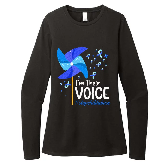 Im Their Voice Pinwheel Child Abuse Prevention Awareness Womens CVC Long Sleeve Shirt