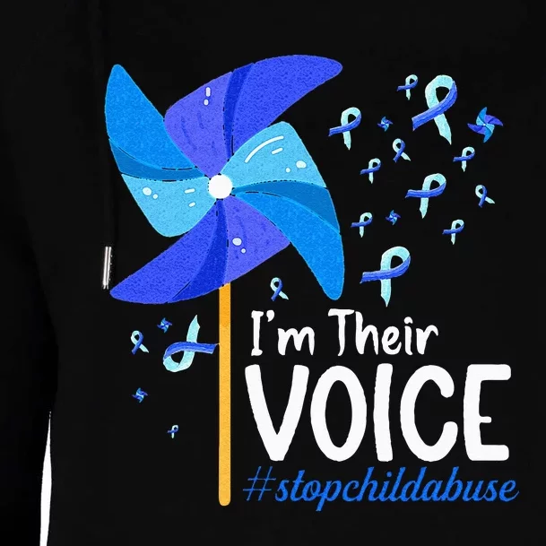 Im Their Voice Pinwheel Child Abuse Prevention Awareness Womens Funnel Neck Pullover Hood