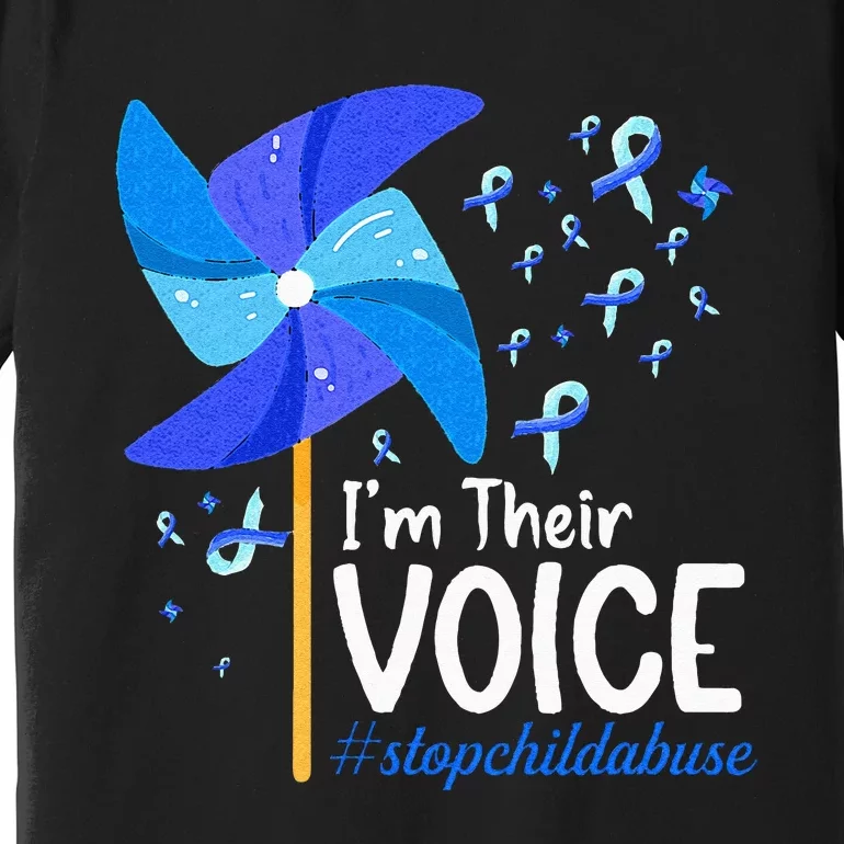 Im Their Voice Pinwheel Child Abuse Prevention Awareness Premium T-Shirt