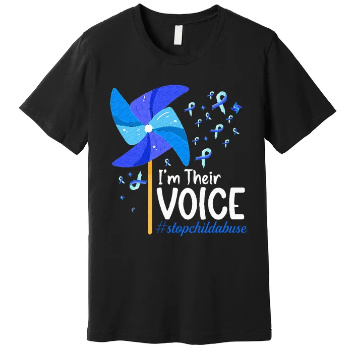 Im Their Voice Pinwheel Child Abuse Prevention Awareness Premium T-Shirt