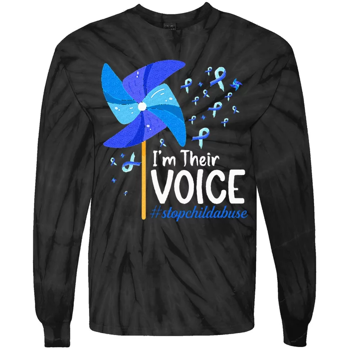 Im Their Voice Pinwheel Child Abuse Prevention Awareness Tie-Dye Long Sleeve Shirt