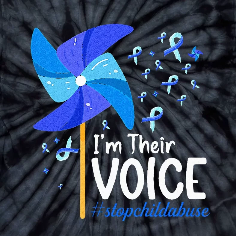 Im Their Voice Pinwheel Child Abuse Prevention Awareness Tie-Dye T-Shirt