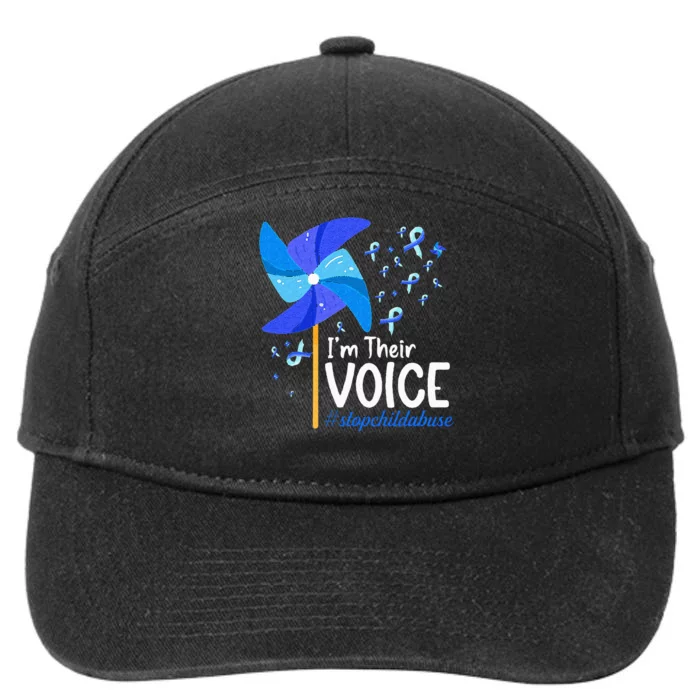 Im Their Voice Pinwheel Child Abuse Prevention Awareness 7-Panel Snapback Hat