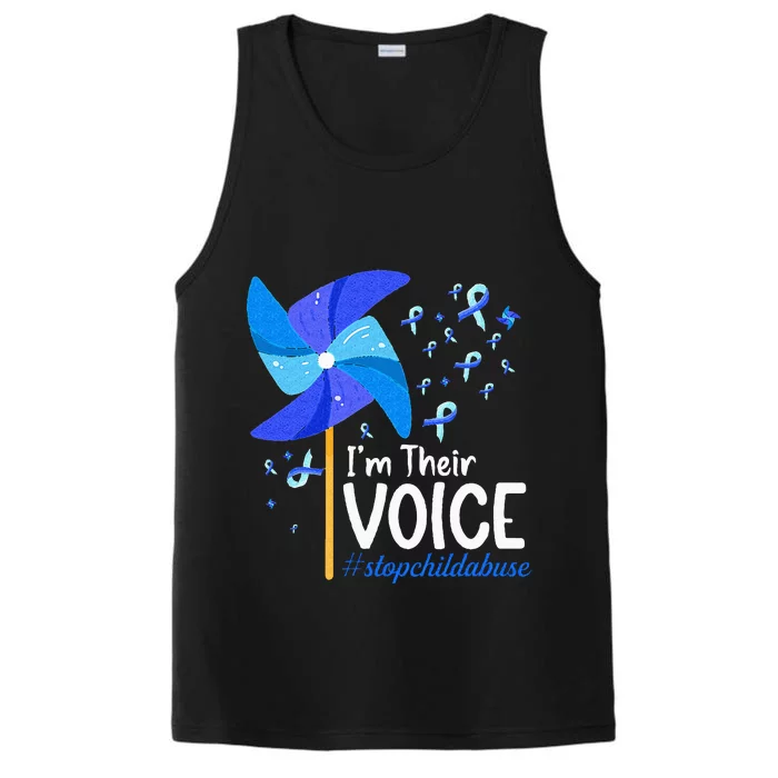 Im Their Voice Pinwheel Child Abuse Prevention Awareness Performance Tank