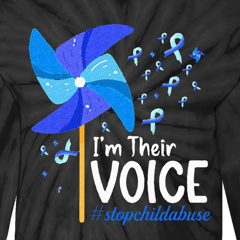 Im Their Voice Pinwheel Child Abuse Prevention Awareness Tie-Dye Long Sleeve Shirt