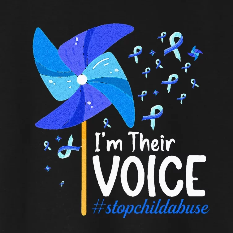 Im Their Voice Pinwheel Child Abuse Prevention Awareness Women's Crop Top Tee