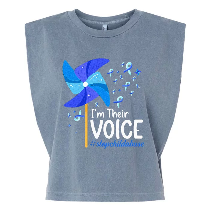 Im Their Voice Pinwheel Child Abuse Prevention Awareness Garment-Dyed Women's Muscle Tee