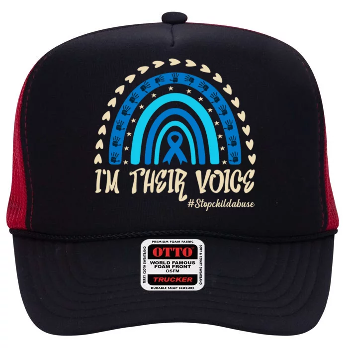 Im Their Voice Stop Abuse Prevention Awareness Month Cool Gift High Crown Mesh Trucker Hat