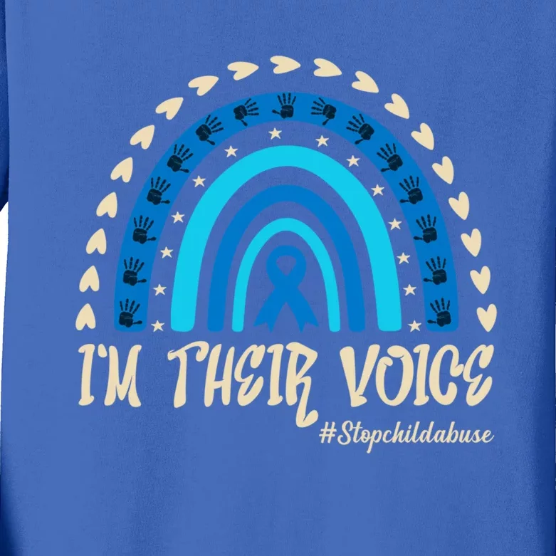 Im Their Voice Stop Abuse Prevention Awareness Month Cool Gift Kids Long Sleeve Shirt