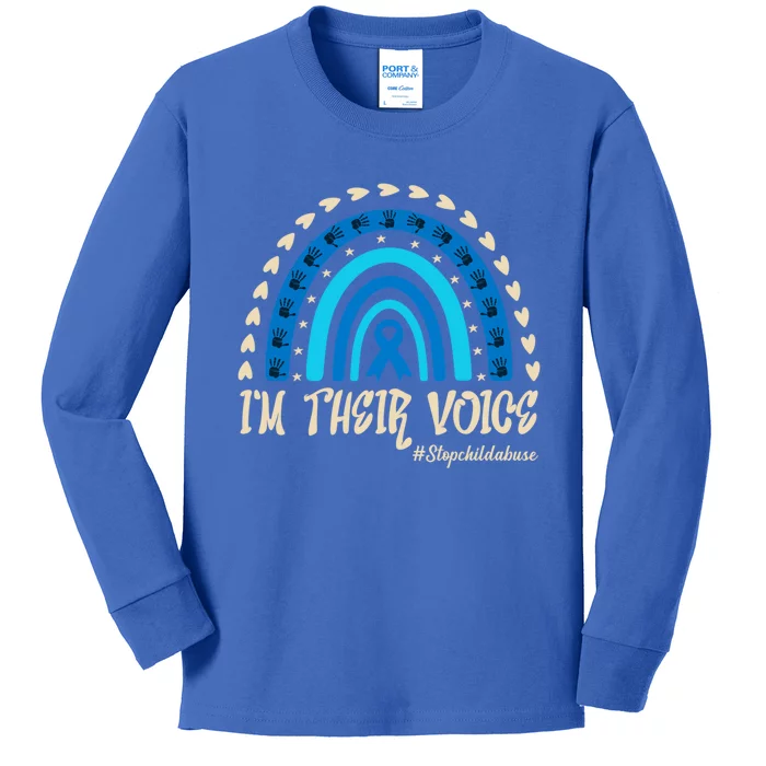 Im Their Voice Stop Abuse Prevention Awareness Month Cool Gift Kids Long Sleeve Shirt