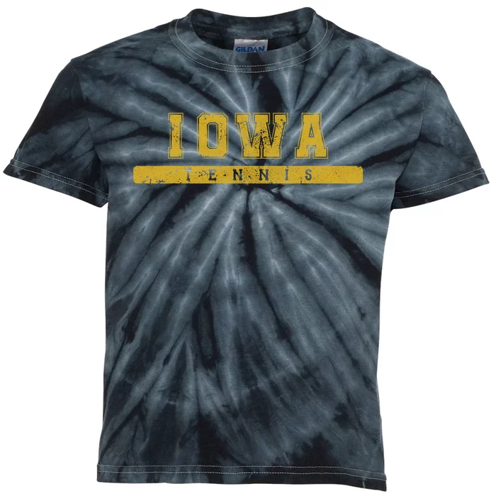 Iowa Tennis Varsity Yellow Vintage Text Kids Tie-Dye T-Shirt