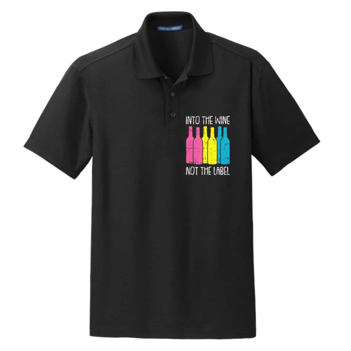 Into The Wine Not The Label Pan Sexual Pride Drinking LGBTQ Dry Zone Grid Performance Polo