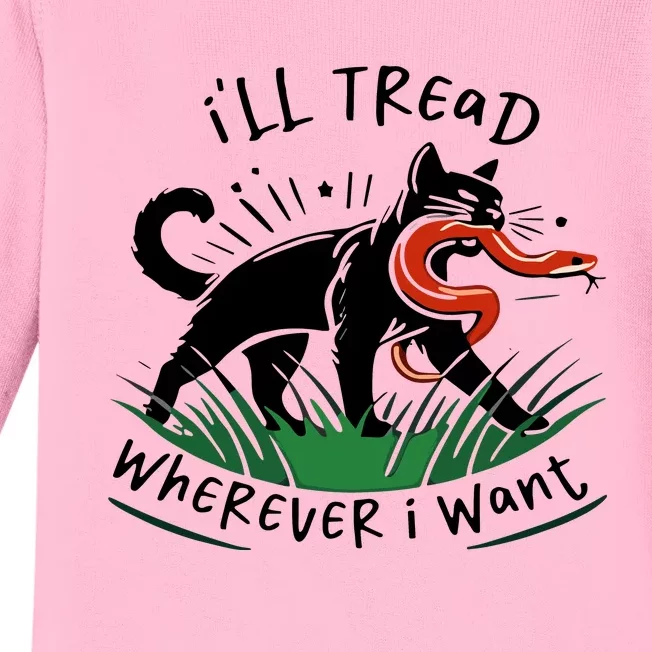 Ill Tread Wherever I Want Cat Ladies For Kamala Madam Baby Long Sleeve Bodysuit